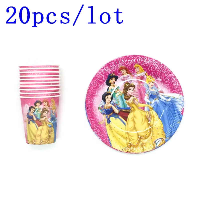 

Pop 20Pcs/Lot Disney Six Princess Jasmine Theme Design Wedding Kids Birthday Party Decoration Baby Shower Supplies For 20People