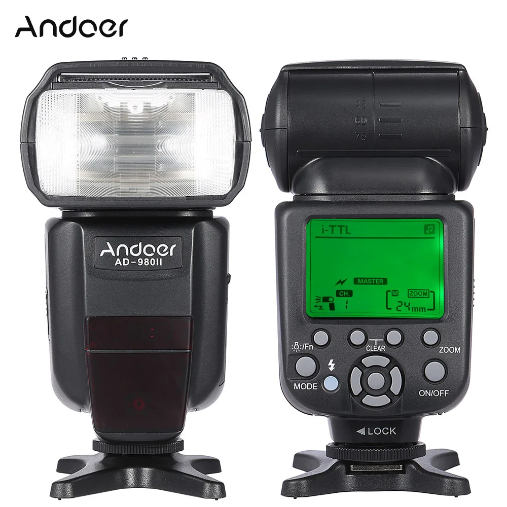 

Andoer AD-980II Camera Flash Speedlite i-TTL HSS 1/8000 Wireless Master Slave GN58 for Flash Nikon D5200 D7200 D7100 D7000 DSLR