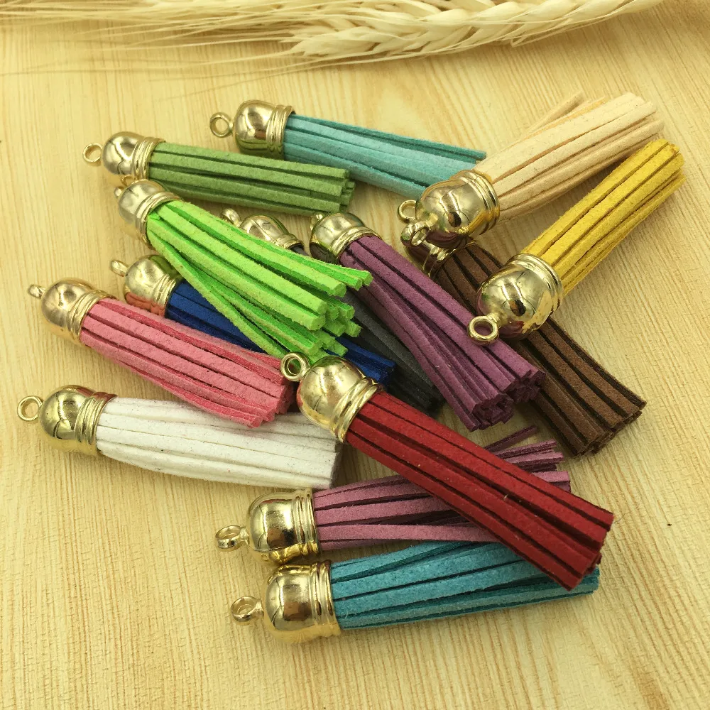 Wholesale Gold Color Plated Plastic Cap Jewelry Suede Tassels Free