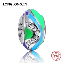 2017 New Real 925 Sterling Silver Multicolor Enamel Jewelry Beads With CZ Fit Pandora Charm Bracelet Authentic DIY Women Jewelry