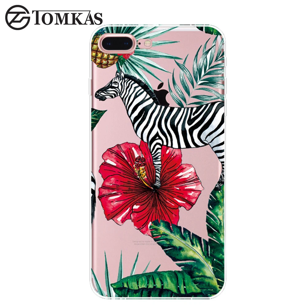 

TOMKAS Zebra Case For iPhone 6 6S 5 SE 6 Plus 7 7 Plus Phone Bag Case Silicone TPU Transparent Capinha For iPhone 6 6S 5S Cover
