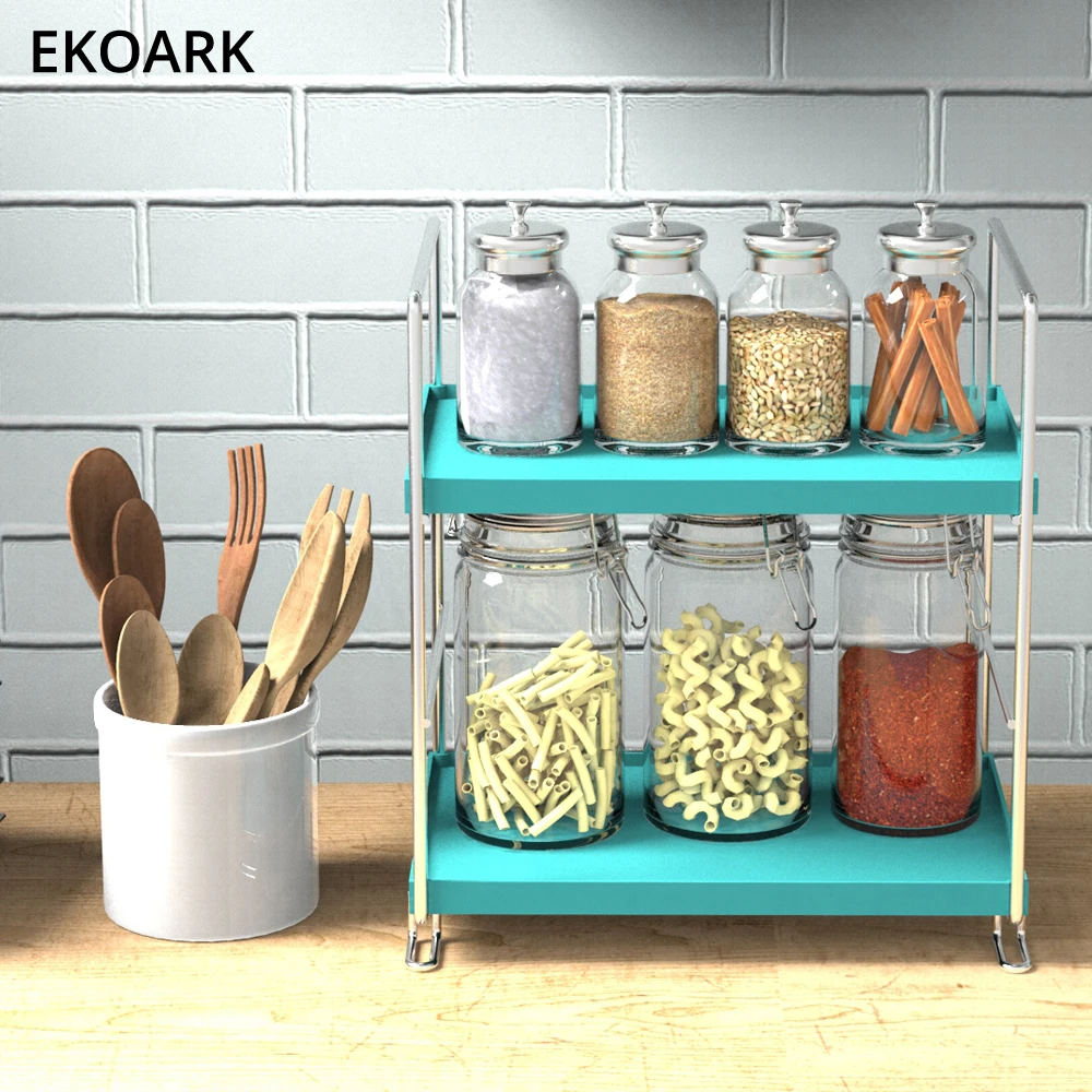 

2 tier Folding Storage rack Pink/Blue/Green Adjustable shelf Rustproof Iron Double kitchen rack for bathroom/room/home organizer