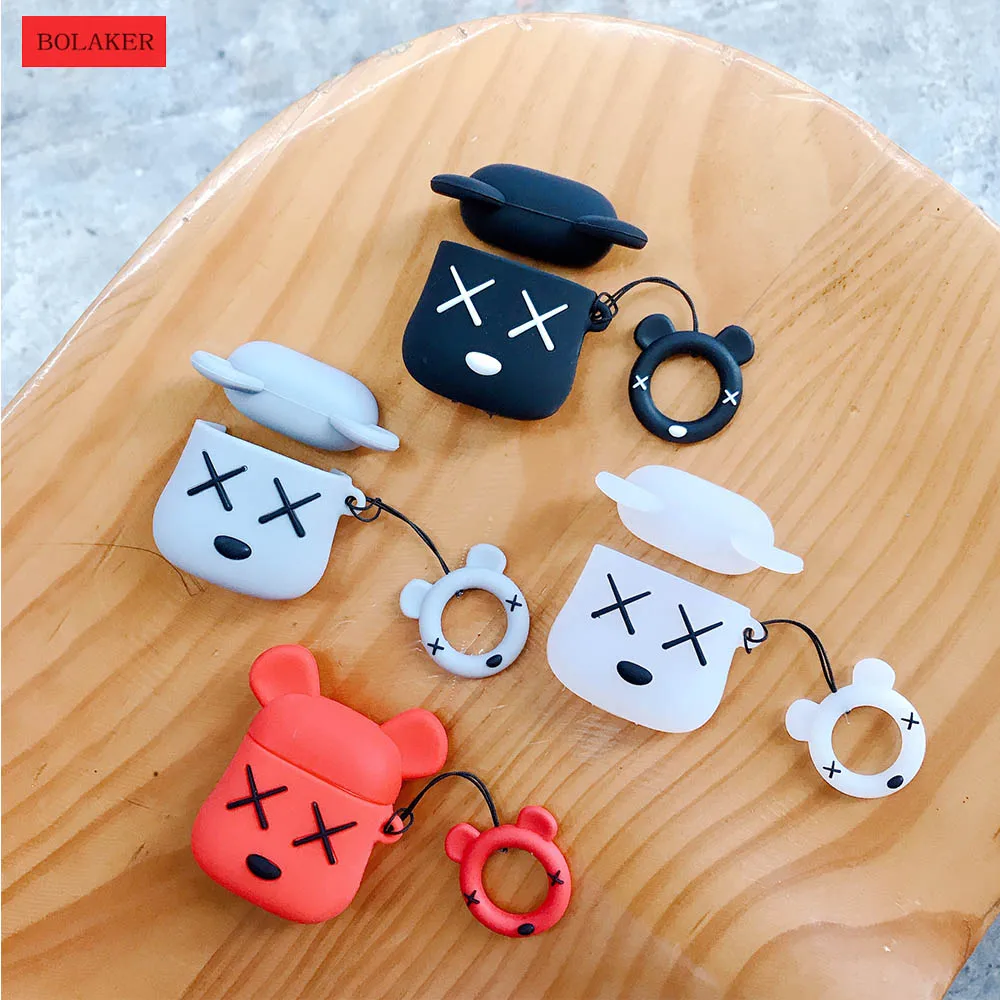 

BOLAKER Fashion Trend Cute Bear Soft Silicone Case for Apple Airpods Headphone Case Waterproof and Dustproof