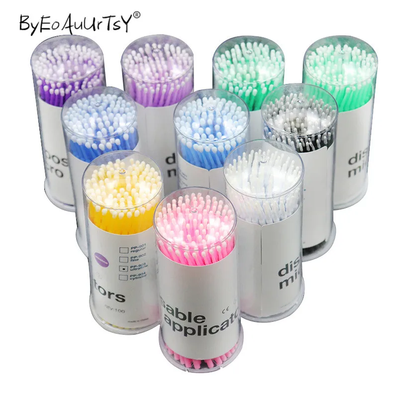 Mascara Wands 100pcs Disposable Micro Eyelash Brushes Mascara Wands Applicator Wand Lashes Brushes Spoolers Eyelashes Extension Makeup Tools