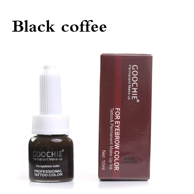 2 бутылки GOOCHIE микроблейдинг пигмент Перманентный макияж бровей пигмент 6 цветов татуировки чернила бровей пигмент для тату машины чернила - Цвет: Black coffee