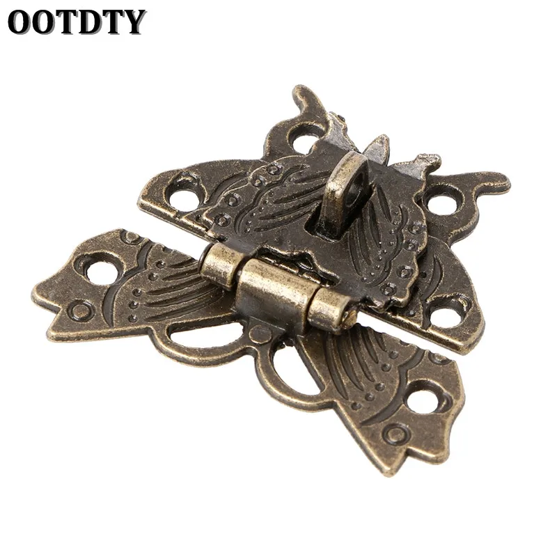 Beautiful Butterfly Design Antique Bronze Hasp Latch Jewelry Wooden Box Lock Cabinet Buckle Case Locks Handle Hardware Accessory