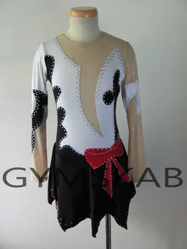 

2018 Contrast Color Figure Skating Dress Women's Girl's Customized Ice Skating Dress Long-Sleeved Gymnastics Costume 8055