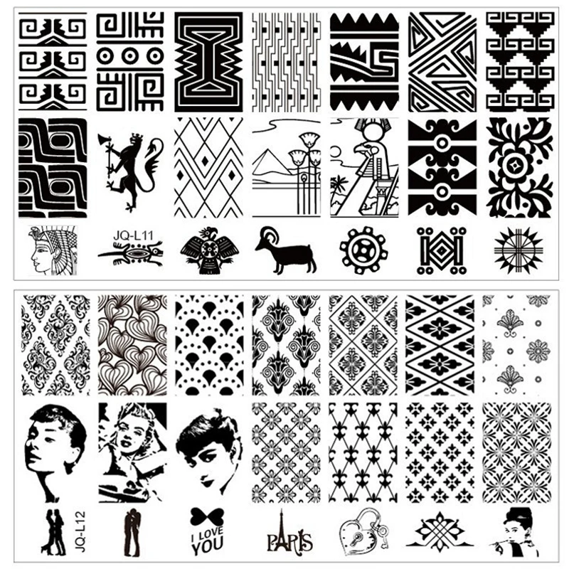 

2PCS rectangle stainless steel nail art stamping plates beauty manicure nail stamp polish decoration tools new arrival JQL1112