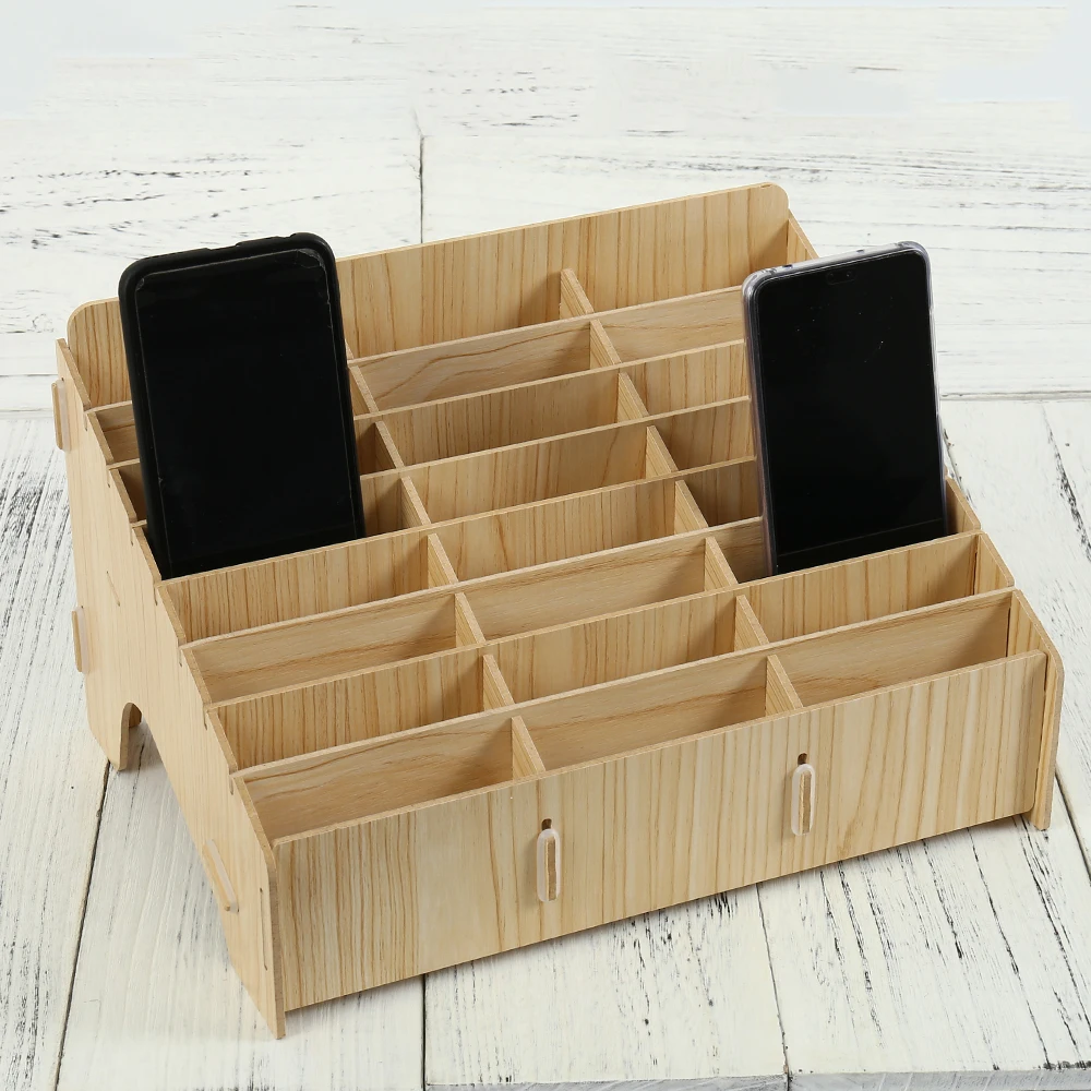 Wooden Mobile phone management storage box creative ...