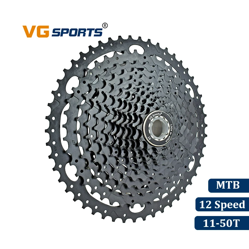VG الرياضة دراجة هوائية جبلية MTB 12 سرعة كاسيت 12 Velocidade 12 S 50 T دراجة أجزاء الأسود كاسيت Freewheel ضرس Cdg ترس 667g