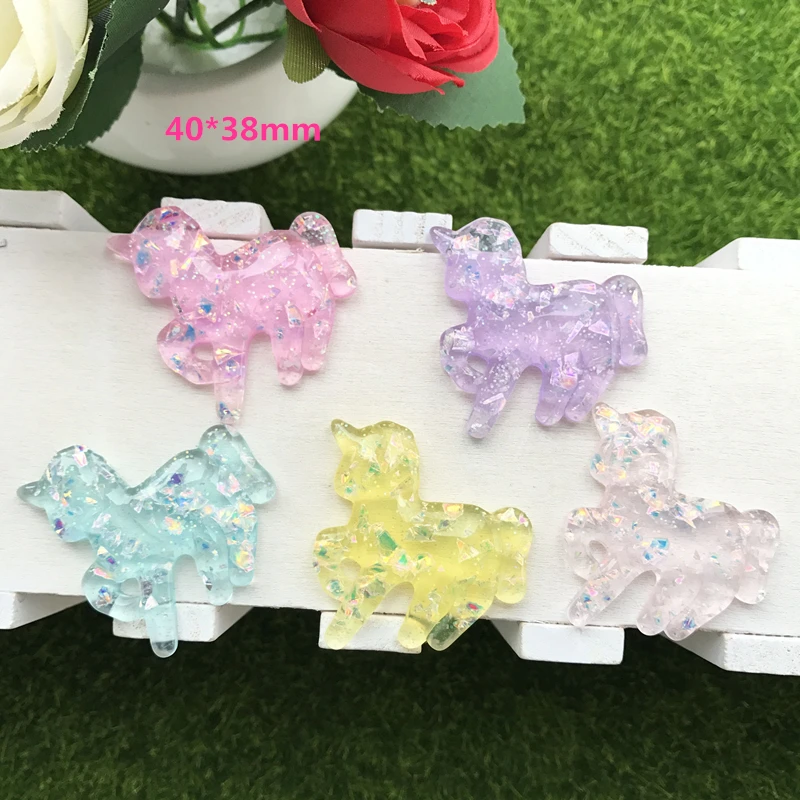 

Free Shipping!! Resin unicorn 10pcs/lot Glitter Kawaii Set for Crafts Making,Convex circular DIY Phone Decoration mix 5color
