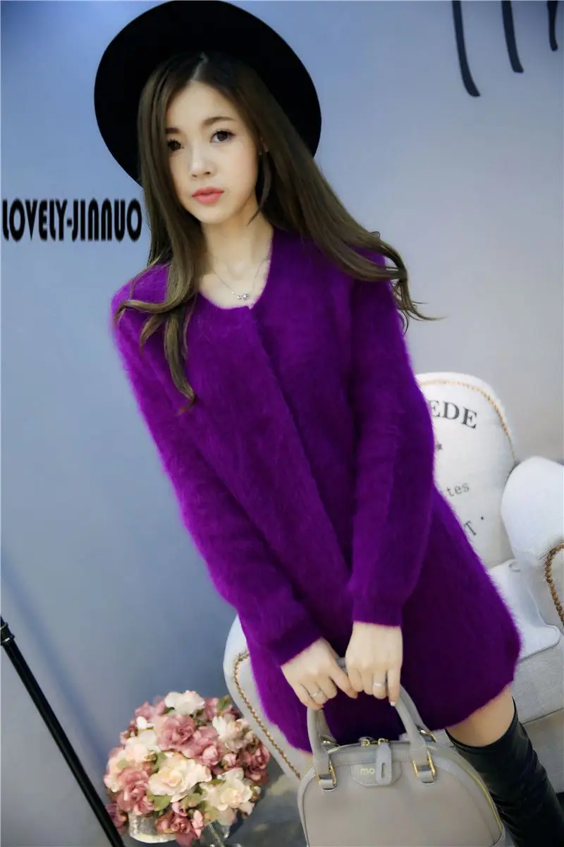 

Women New marten velvet cardigan female solid color thermal overcoat mink cashmere sweater outerwear Free Shipping JN183