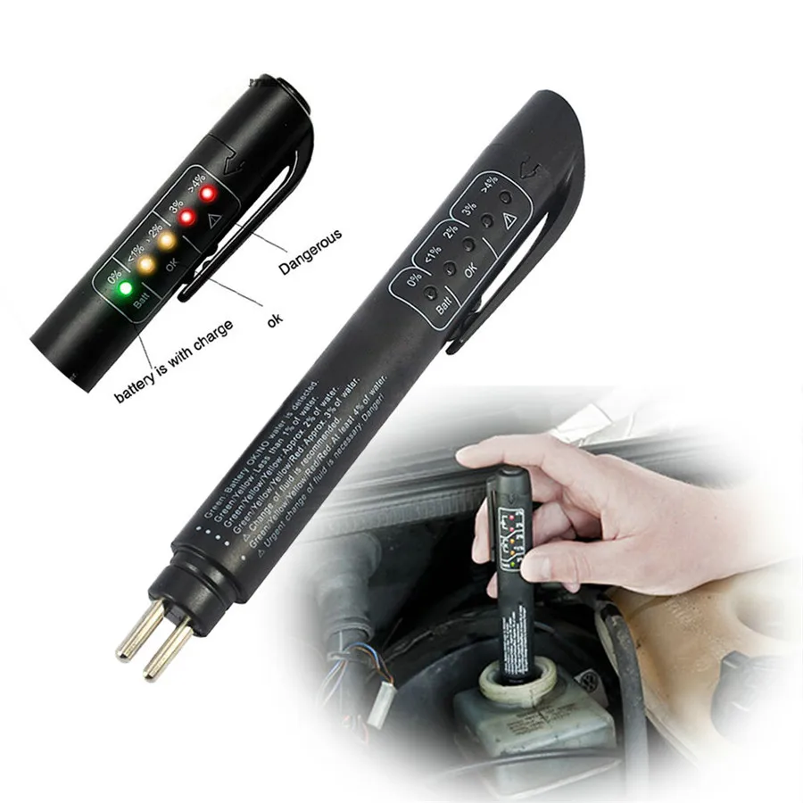 Недавно Тормозная жидкость тестер ручка 5 светодиоидное для автомобиля Авто Автомобильный испытательный инструмент для DOT3/DOT4