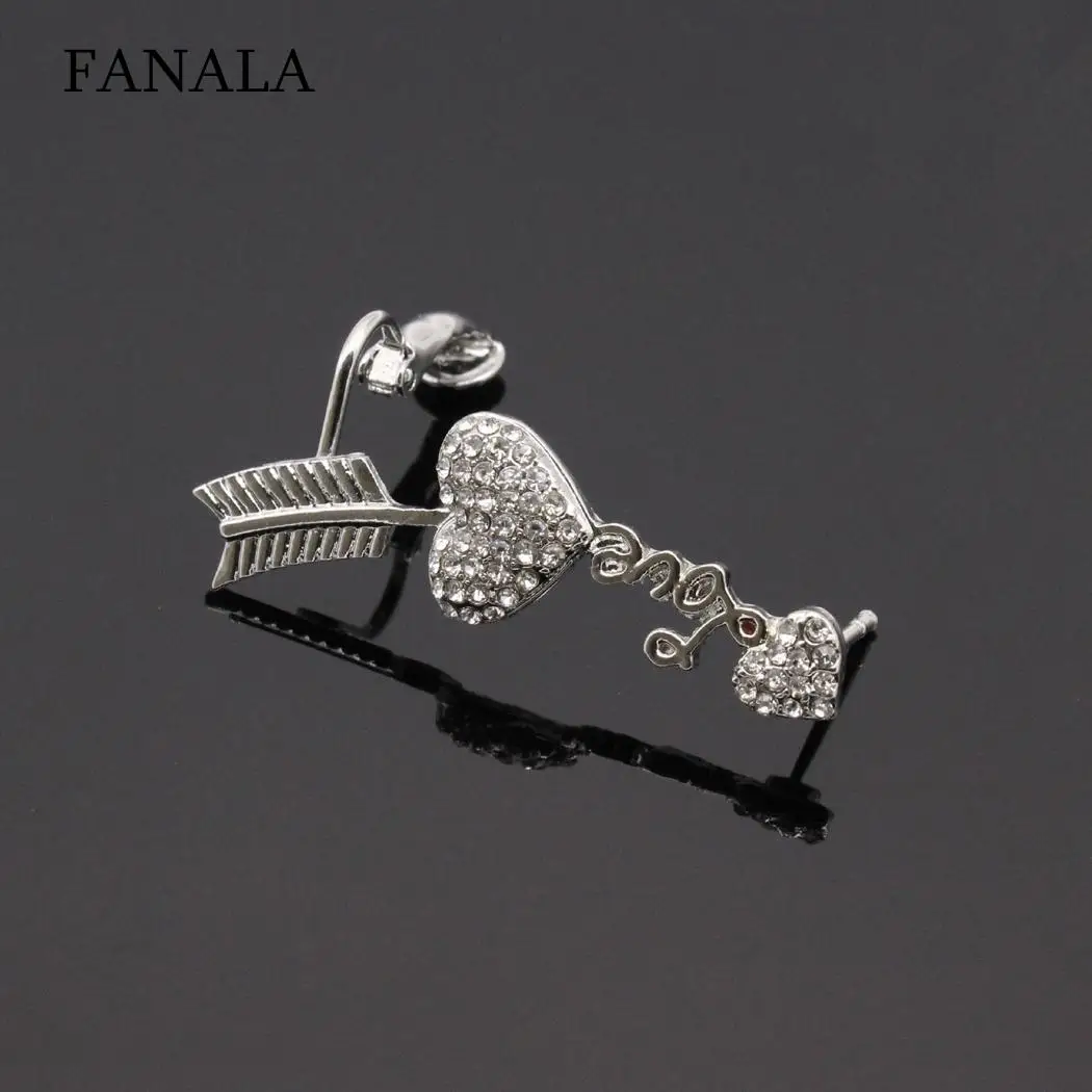 

Ear Fashion Heart Pierced Rhinestone Arrow Elegant Women Single Clip