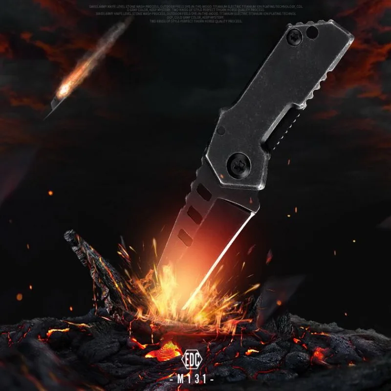 

High hardness 3CR13 stainless steel EDC tool. Mini keychain knife multi-function pocket survival rope cutter outdoor pendant.