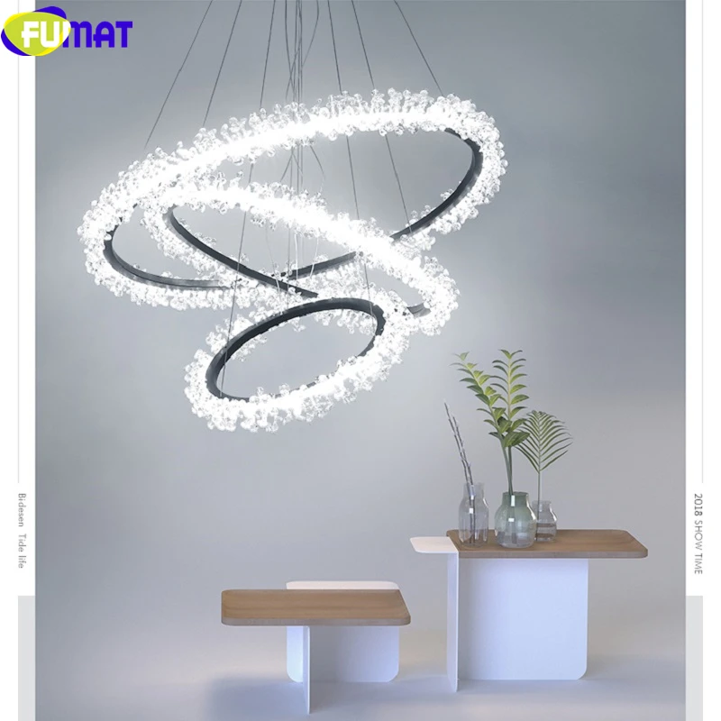 8006 FUMAT Stailess Steel Crystal Rings Spiral Staircase Villa Ceiling Lamp Cyclic GU10 Layers Lights Penthouse Lustre Chandeliers