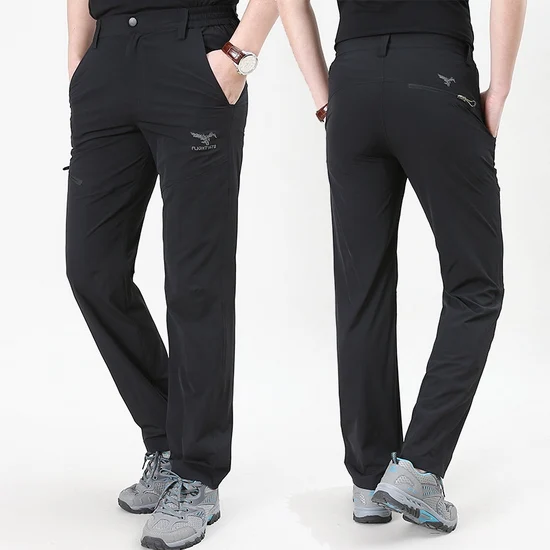 LoClimb брюки для походов на открытом воздухе для мужчин летние ультра-тонкие быстросохнущие брюки мужские брюки для рыбалки/скалолазания/кемпинга/треккинга AM384 - Цвет: black