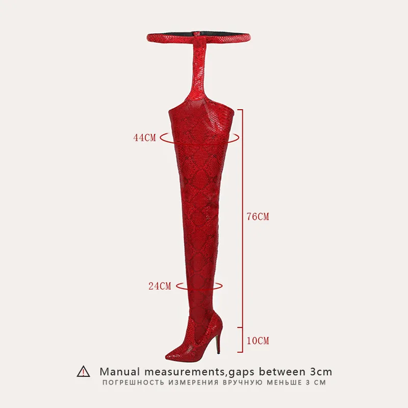 SARAIRIS/Новые модные красные ботинки с ремешком и пряжкой высокие сапоги из змеиной кожи с острым носком на очень высоком тонком каблуке bottine femme