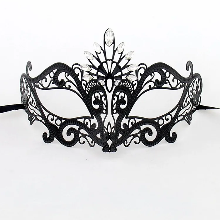 High Quality Elegant Black Metal Laser Cut Masquerade Mask