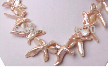 

Free shipping >>@ +stunning big 53mm baroque pink freshwater cultured pearl necklace 19