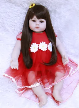 

Reborn fashion girl dolls toys 22" silicone reborn baby doll with cute clothing set bebes reborn menina bonecas alive