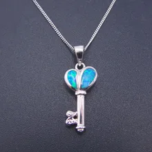 Дизайн ювелирных изделий стерлингового серебра 925 ожерелье s Синий огненный опал ключ кулон ожерелье для женщин