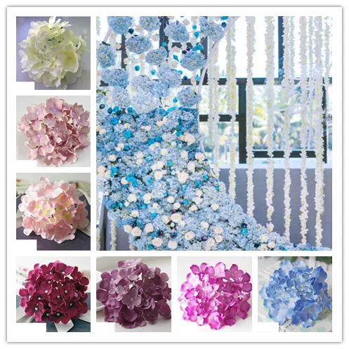 

2pcs 15CM Artificial Hydrangea Silk Flower Head For Wedding Wall ArchDIY Hair Flower Home Decoration accessory props
