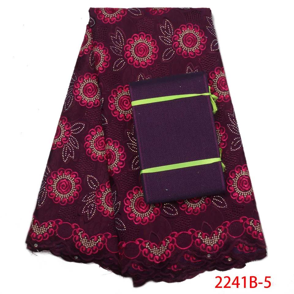 

African Swiss Voile Lace Fabric High Quality Wedding Wine ColorLace Fabric Embroidery African Lace Fabric And Aso Oke XZ2241B-2