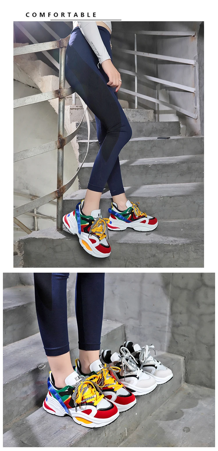 Стильные женские кроссовки, увеличивающие рост, 6 см, INS Ulzza, кроссовки Harajuku, амортизирующие, на платформе, дышащие, волнистые, спортивные, для ходьбы