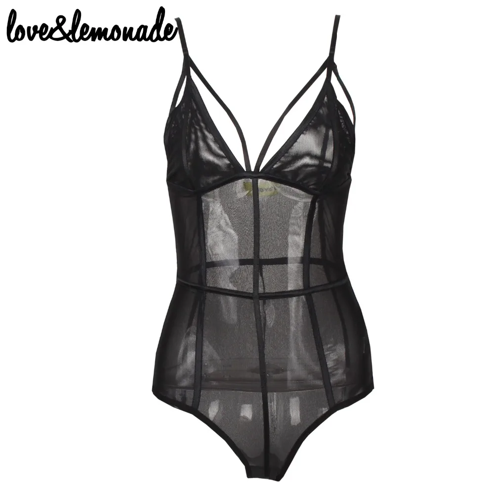 

Love&Lemonade Black Gauze Cut Out Bodysuit TB 9556