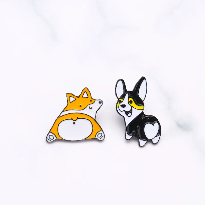 Корги в форме сердца штифты забавные броши щенка котенка корги сумка для