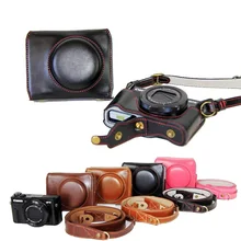 New Luxury Leather Camera Case For Canon Powershot G7X Mark 2 G7X II G7X2 Digital Camera PU Leather Camera Bag Cover + strap