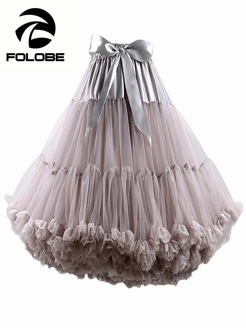 Folobe серый танцевальная одежда производительность юбка бальное платье фатиновые юбки-пачки вечерние по колено Юбки для женщин взрослых Faldas