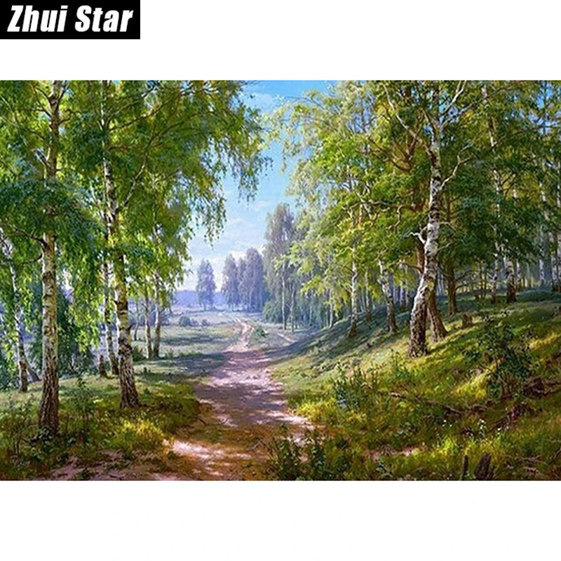 Forest Lane 50x38 3D Diy Diamond Painting Wall Sticker Diamond Mosaic Cross Stitch Needlework Embroidery Diamond