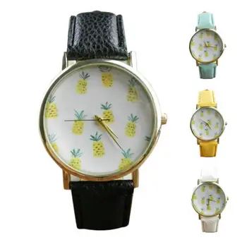 

2016 New Quartz Vogue Wrist Watch Fit For Students Girls Boys Pineapple Pattern Leather Band Analog Z505