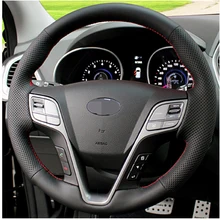 Чехол для Hyundai Santa Fe 2013 grand IX45 рулевого колеса автомобиля крышки из натуральной кожи DIY Автомобиль Стайлинг Обложка Интимные аксессуары подкладке