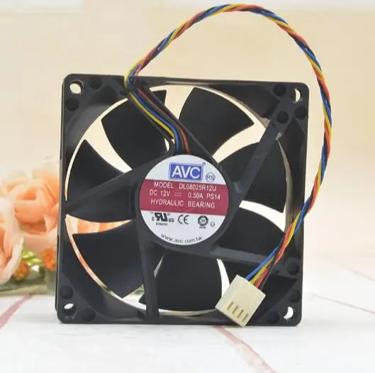 AVC 8 см 12В 0.5A DL08025R12U 8025 компьютерная материнская плата PWM четырехпроводной