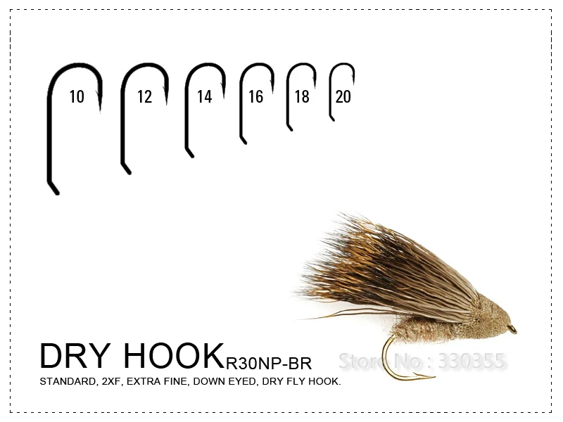 STANDARD DRY FLY HOOK,DOWN EYED,2 EXTRA FINE,BRONZE Mustad R30NP BRin
