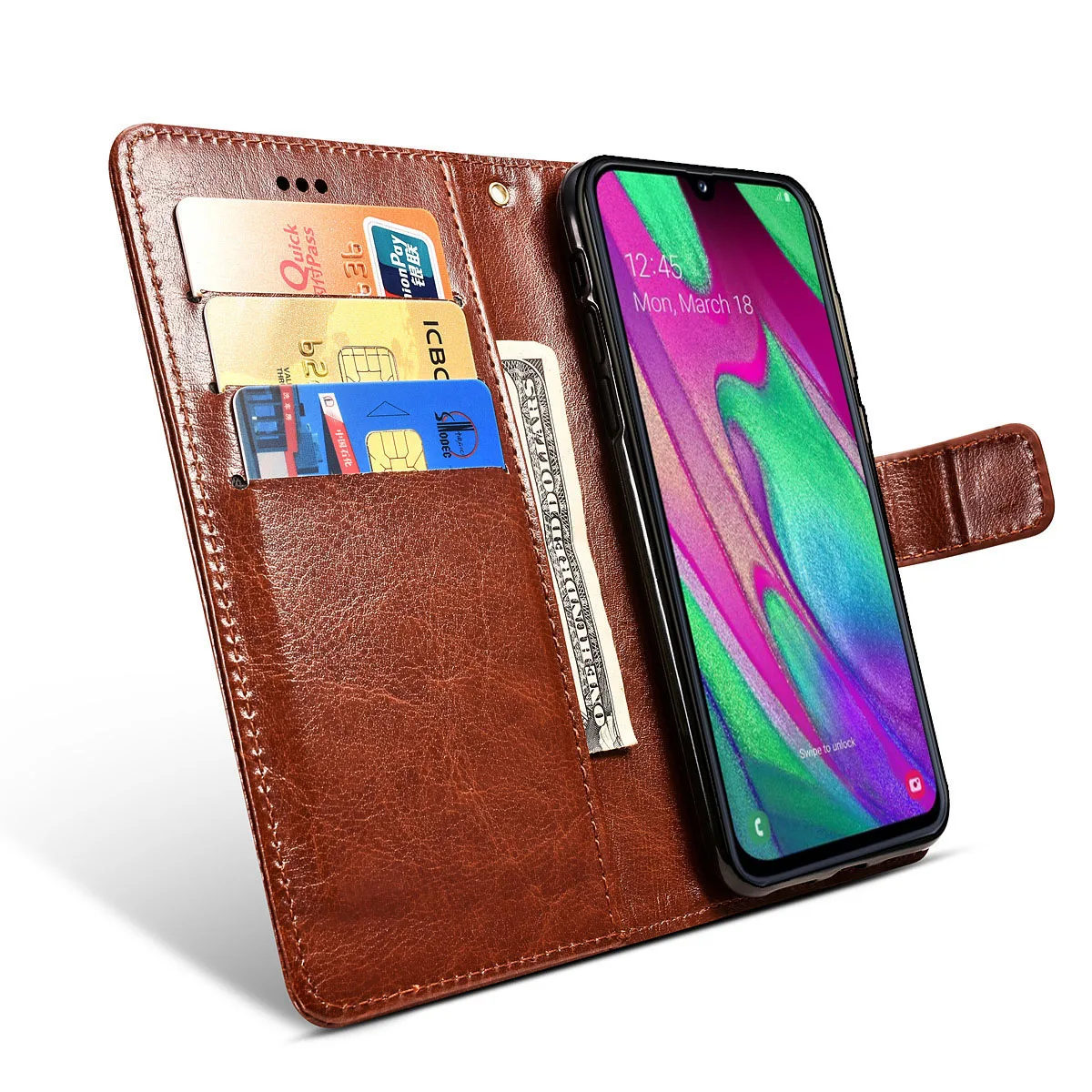Кожаный чехол книжка для Samsung Galaxy A40 флип кошелек с держателем карт A405F сумки на a40 a