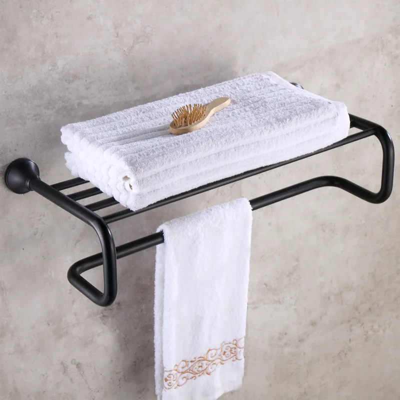 Black Oiled Bronze Towel Racks Wall Mounted Towel Holder Fixed Wall