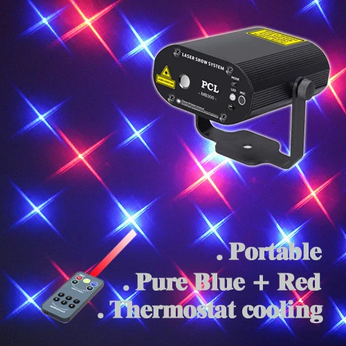 

SUNY Remote Mini Manual&Sound Active Blue Red BR 6 Pattern Laser Stage lighting Projector DJ Show Wedding Xmas Bar Party Light