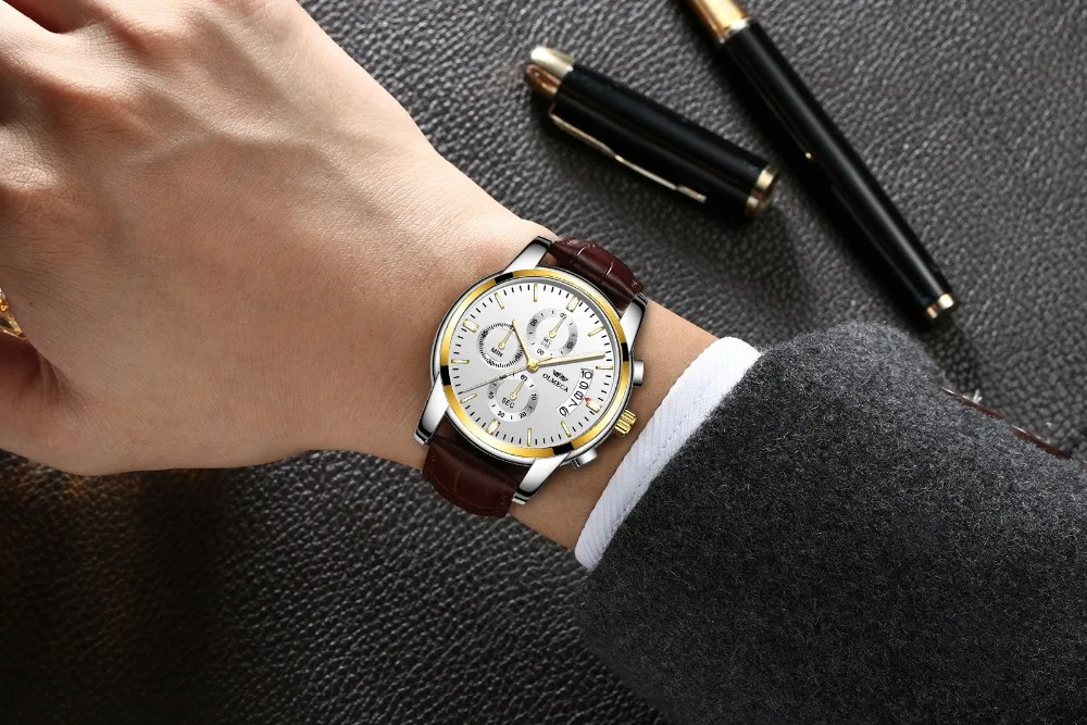OLMECA часы для мужчин модные повседневные спортивные часы Relogio Masculino хронограф светящийся Водонепроницаемый Бизнес relojes кварцевые часы