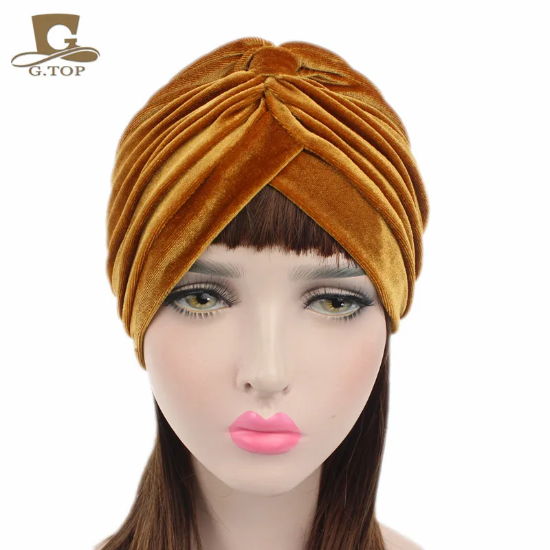 Роскошный мягкий бархатный тюрбан велюровый головной убор шапка под хиджаб 16 цветов