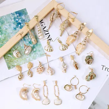 

2019 Trendy Shell Conch Drop Earrings For Women Bohemian Geometric Irregular Dangle Earring Female Boho Summer Hanging Earring