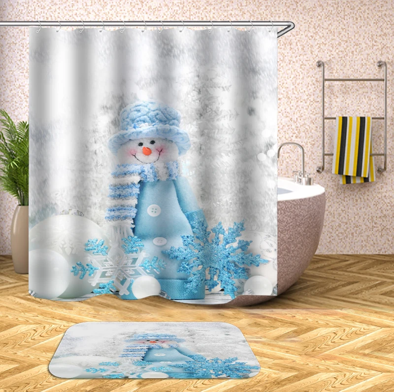 

Snowman print bathroom shower curtains waterproof fabric shower curtain Polyester shower curtain