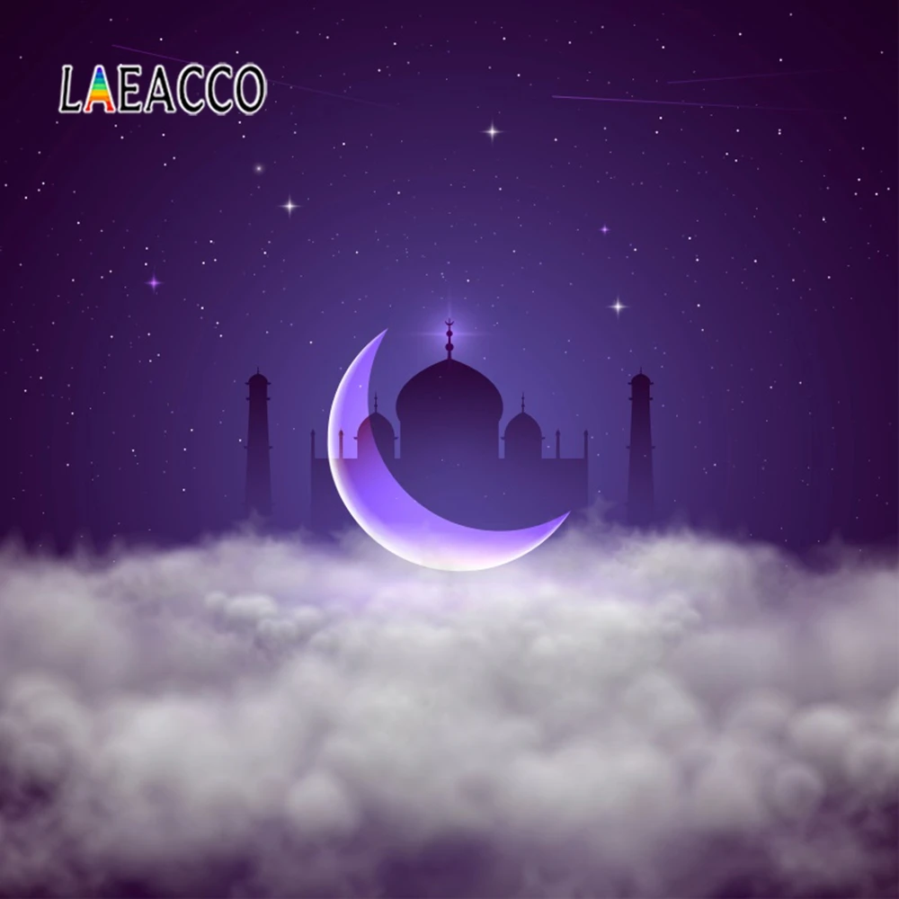 

Laeacco Mosque Ramadan Kareem Festival Crescent Wreath Scene Photographic Background Vinyl Photography Backdrop For Photo Studio