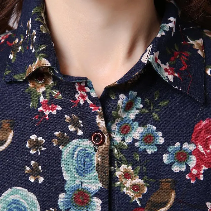 Women Blouses Turn Down Collar Floral Print Blouse Long Sleeve Shirt blusas Femininas vintage casual women Tops Summer DM276 Women Blouses Turn Down Collar Floral Print Blouse Long Sleeve Shirt blusas Femininas vintage casual women Tops Summer DM276