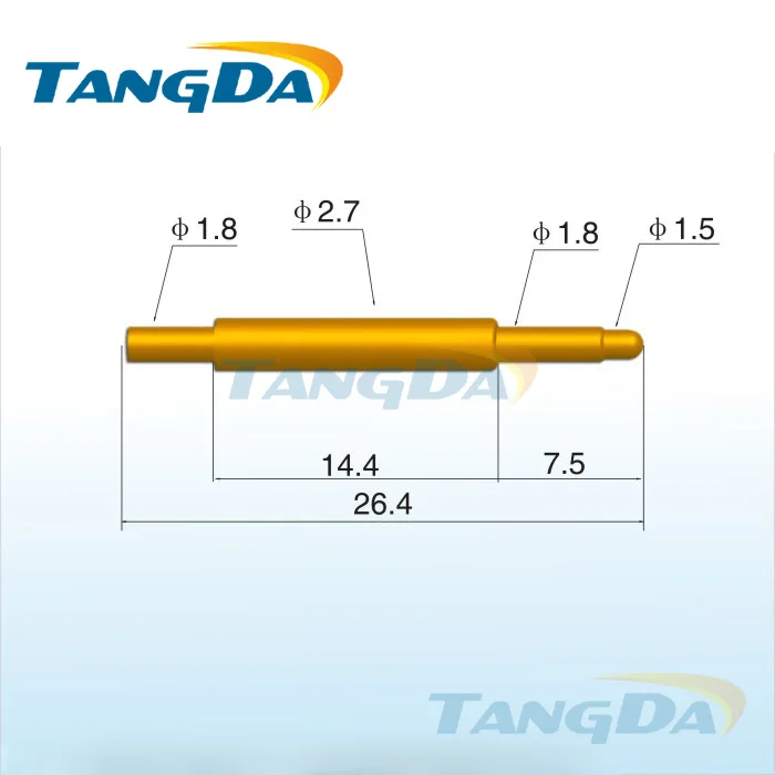 Tangda pogo контактный разъем DHL/EMS D2.7 * 26 4 мм 3A Контактное пружинное игольчатое