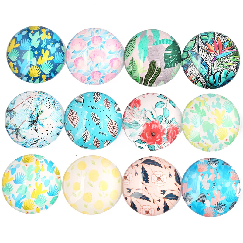 

reidgaller mix flower pattern photo round dome glass cabochon 10mm 12mm 14mm 18mm 20mm 25mm 30mm diy jewelry findings