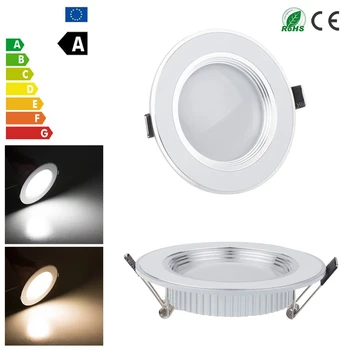 

10pcs/lot AC100-245V Led Downlight 3W 5W 7W 9W 12W indoor Down Light Lamp Ceiling Recessed Downlight Round Panel Light